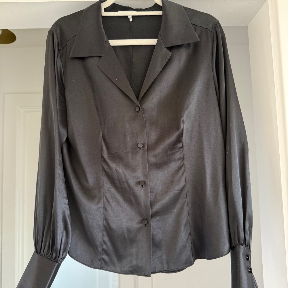 FRAME Black Silk Blouse